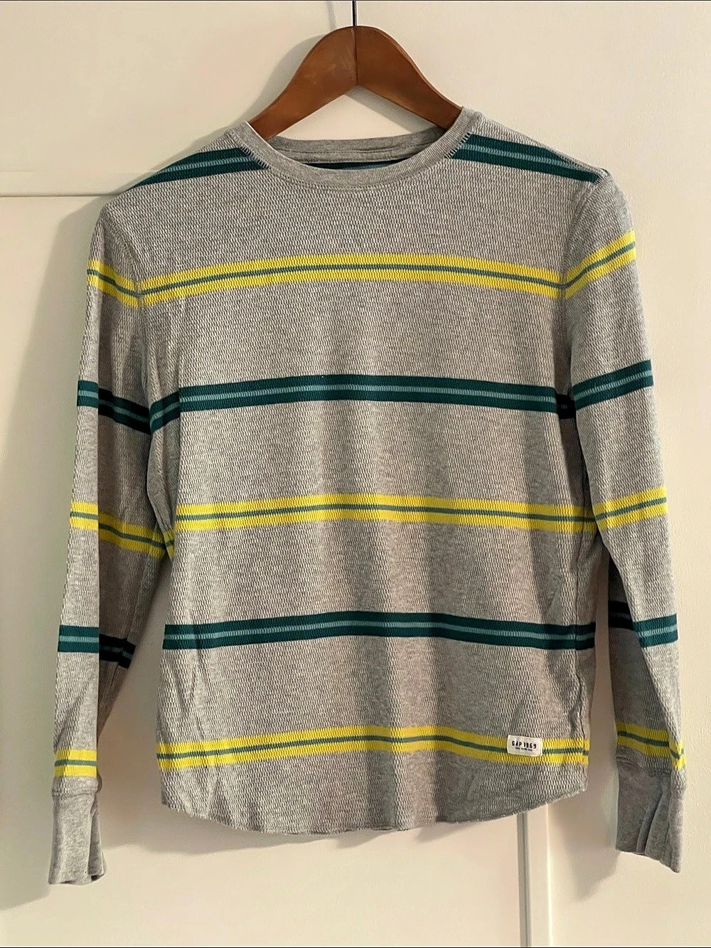 GAP Striped Cotton Sweater Gray & Green XL Like New